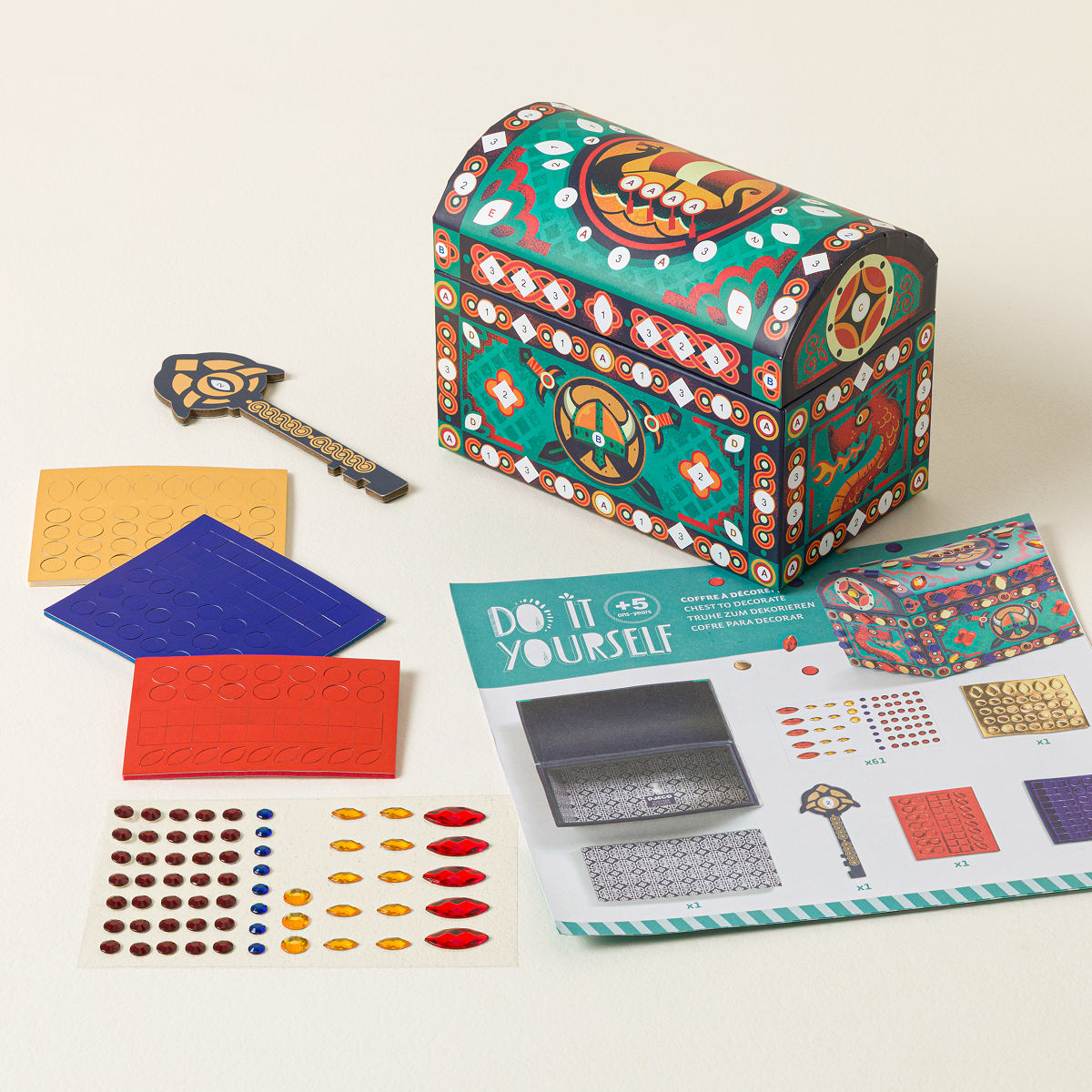 DIY Sticker Mosaic Secret Treasure Box - Adventurer