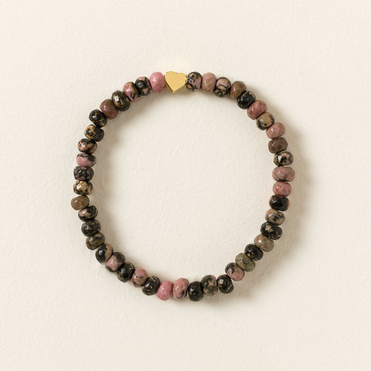 Hidden Heart Beaded Bracelet - Rhodonite