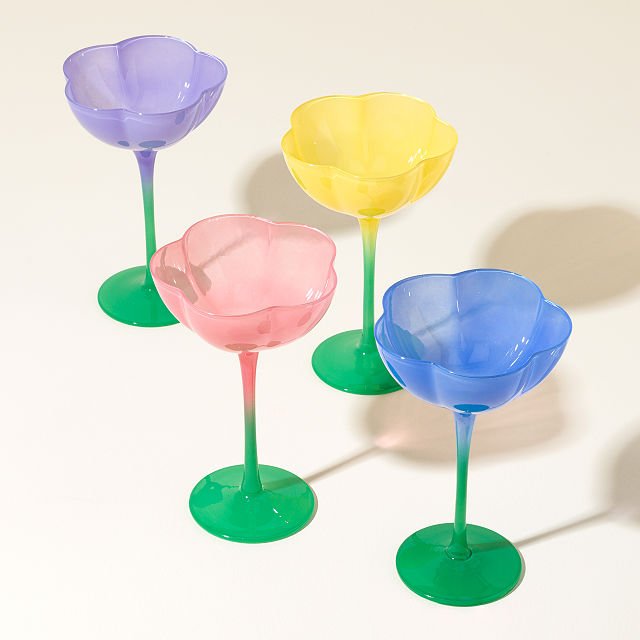 Fluted Tulip Glasses - Set of 4
