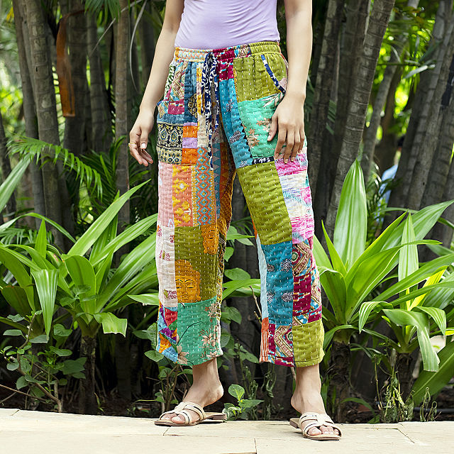 Repurposed Sari Kantha Pants