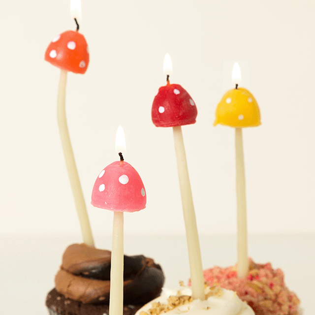 Beeswax Mushroom Birthday Candle Set