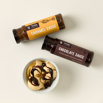 Bourbon Infused Chocolate and Caramel Sauce