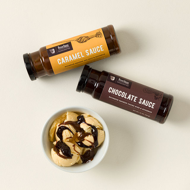 Bourbon Infused Chocolate and Caramel Sauce