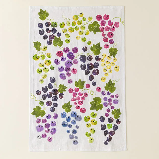 Grape Cats Tea Towel