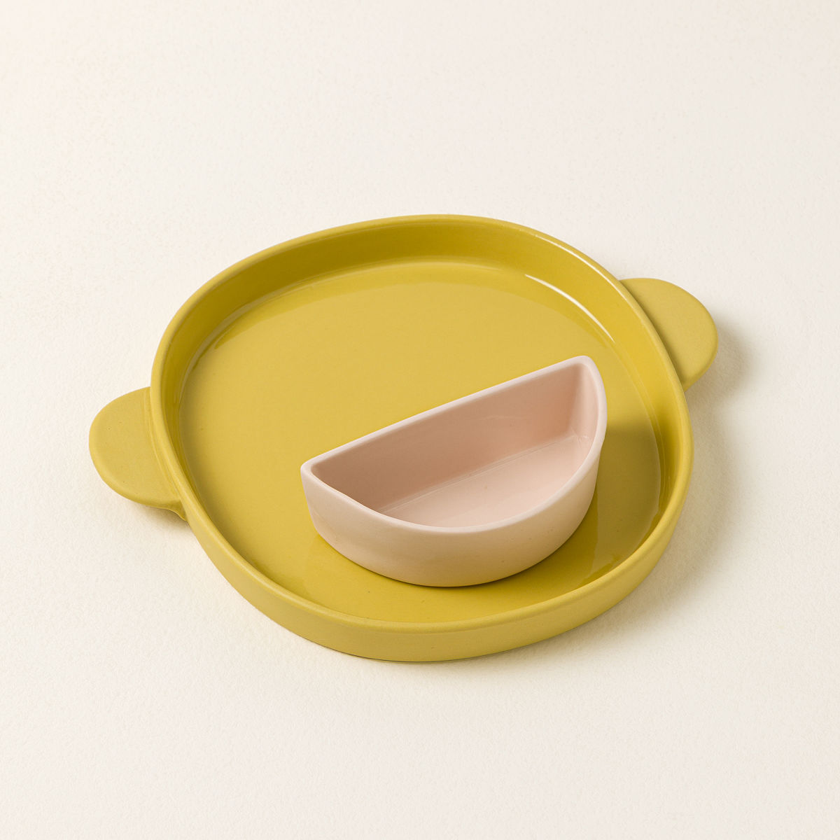 Good Mood Kids Porcelain Tableware - Yellow Plate & Bowl
