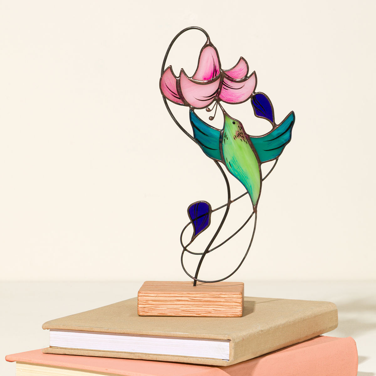 Joyful Hummingbird Stained Glass Sculpture