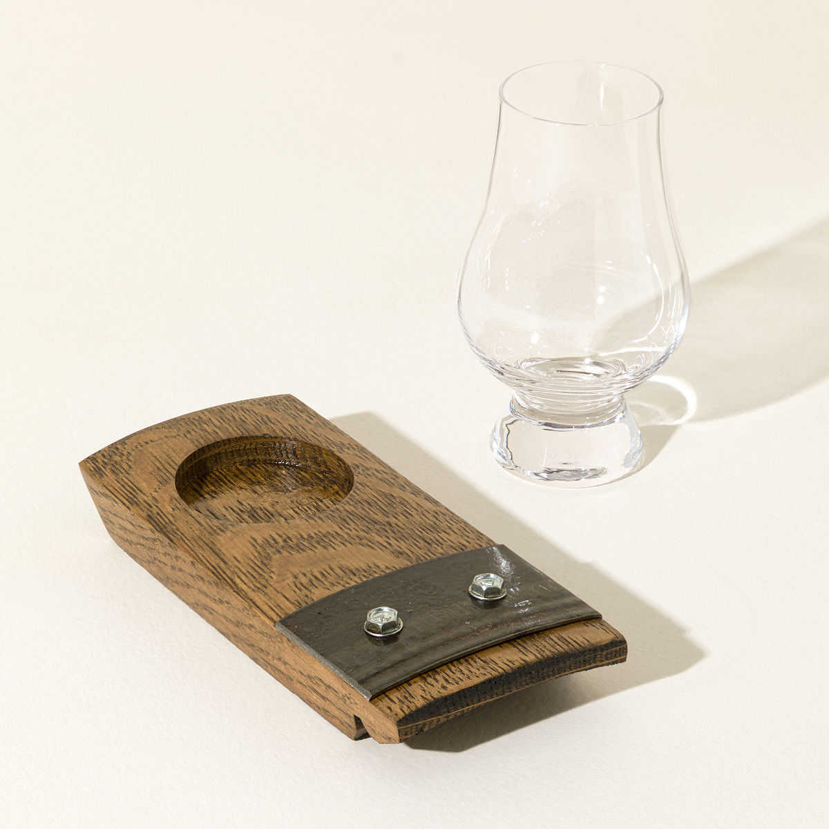 Whiskey Barrel Coaster & Glass
