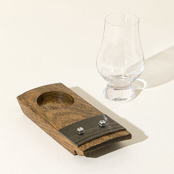 Whiskey Barrel Coaster & Glass