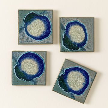 Shades of Blue Ceramic Coasters - Set of 4