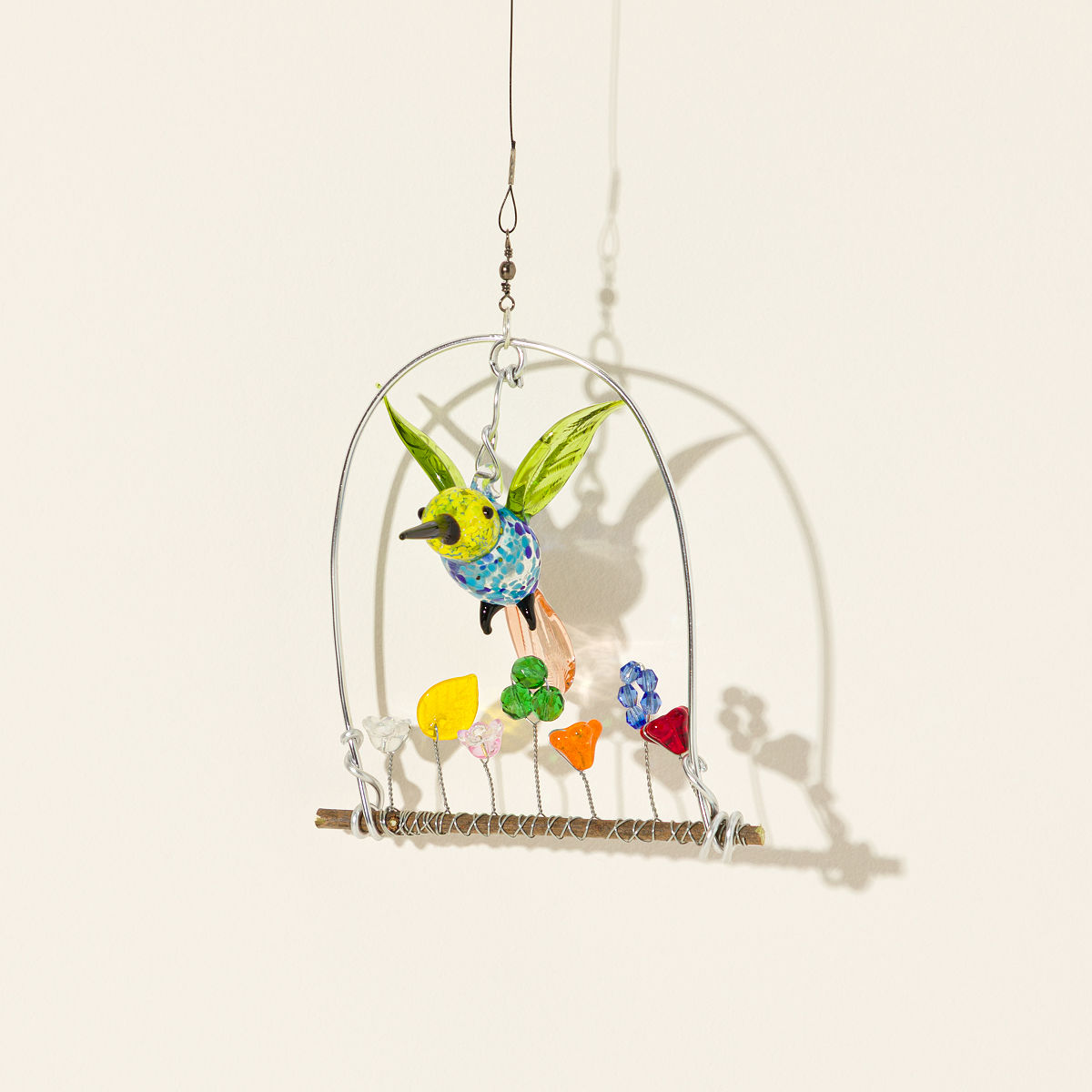 Handmade Glass Bird Suncatcher - Hummingbird