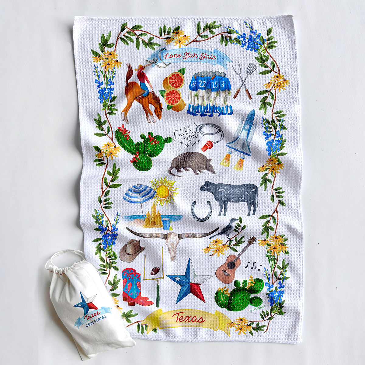 State Icons Dish Towel - Texas