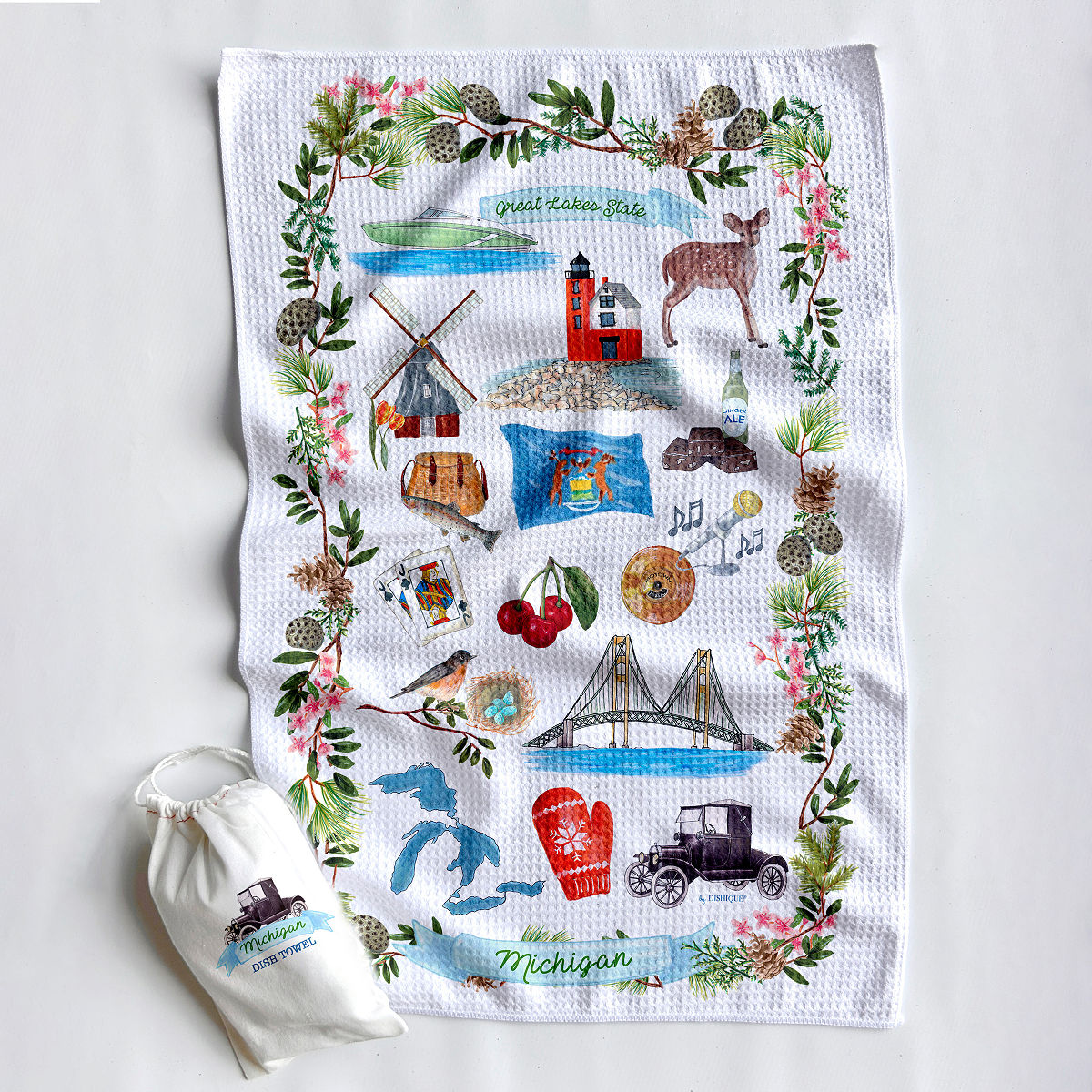 State Icons Dish Towel - Michigan