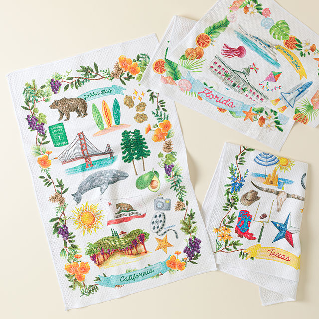 State Icons Dish Towel