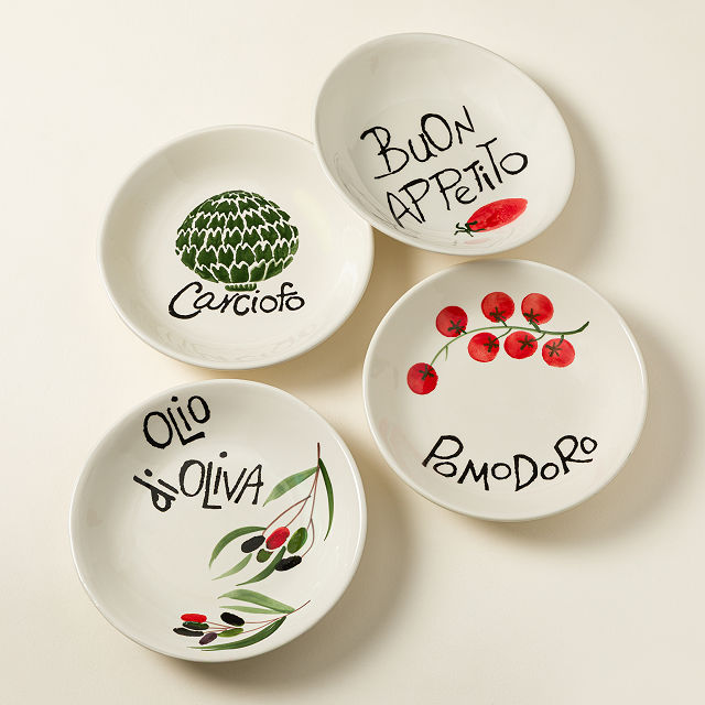 Hand-Painted Italian Pasta Bowls- Set of 4