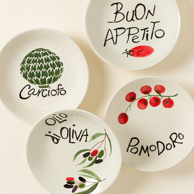 Hand-Painted Italian Pasta Bowls- Set of 4