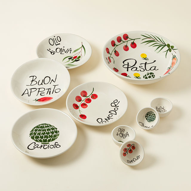 Hand-Painted Italian Pasta Bowls- Set of 4