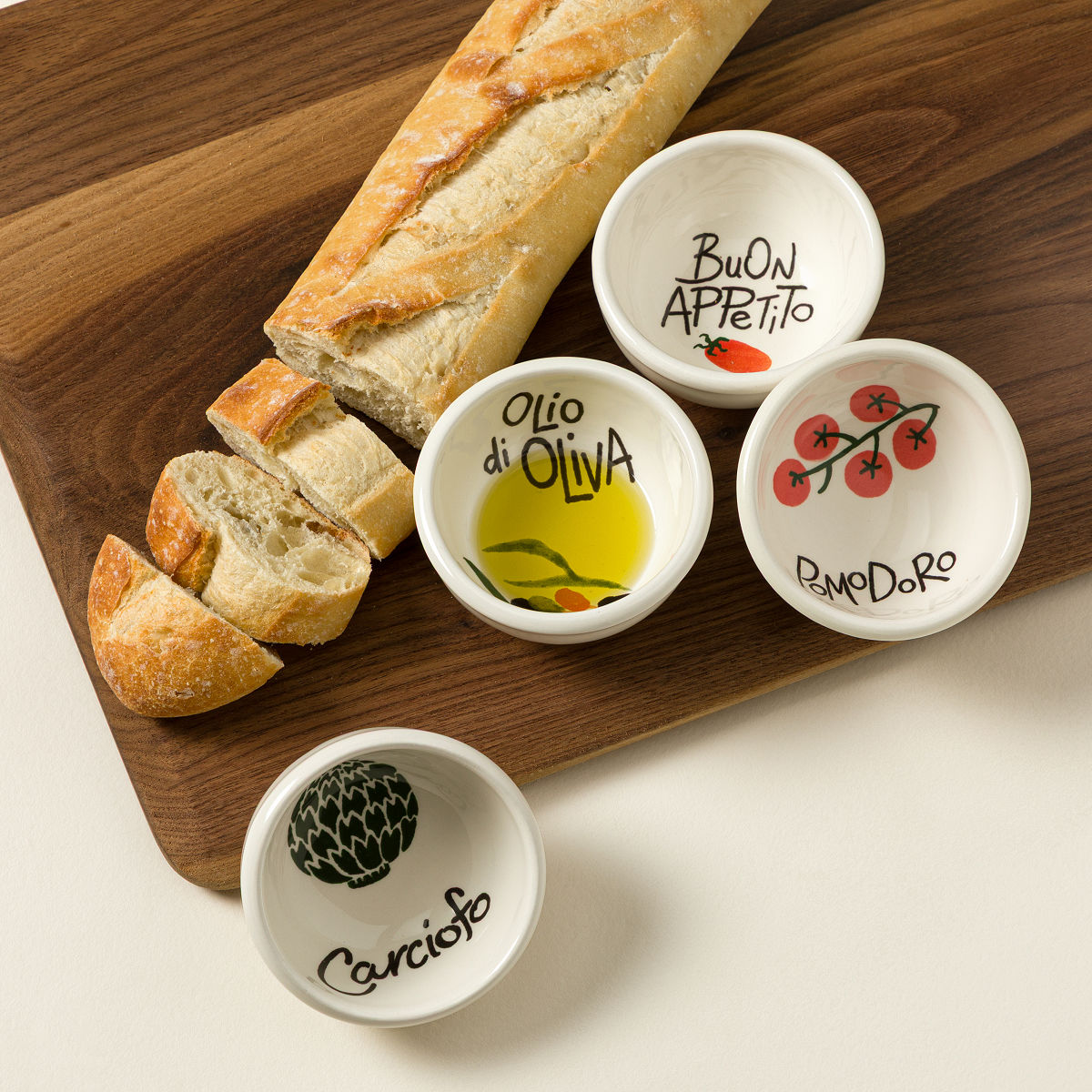 Hand-Painted Italian Dipping Bowls - Set of 4