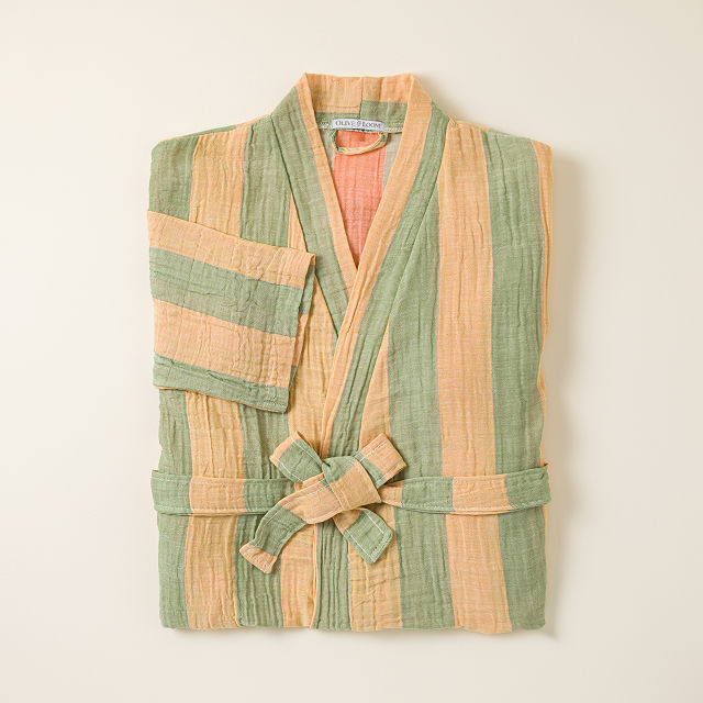 Gauzy Turkish Cotton Striped Robe