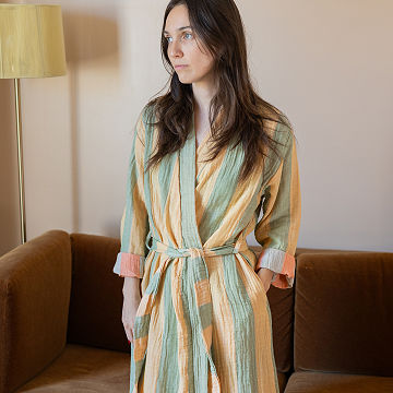 Gauzy Turkish Cotton Striped Robe