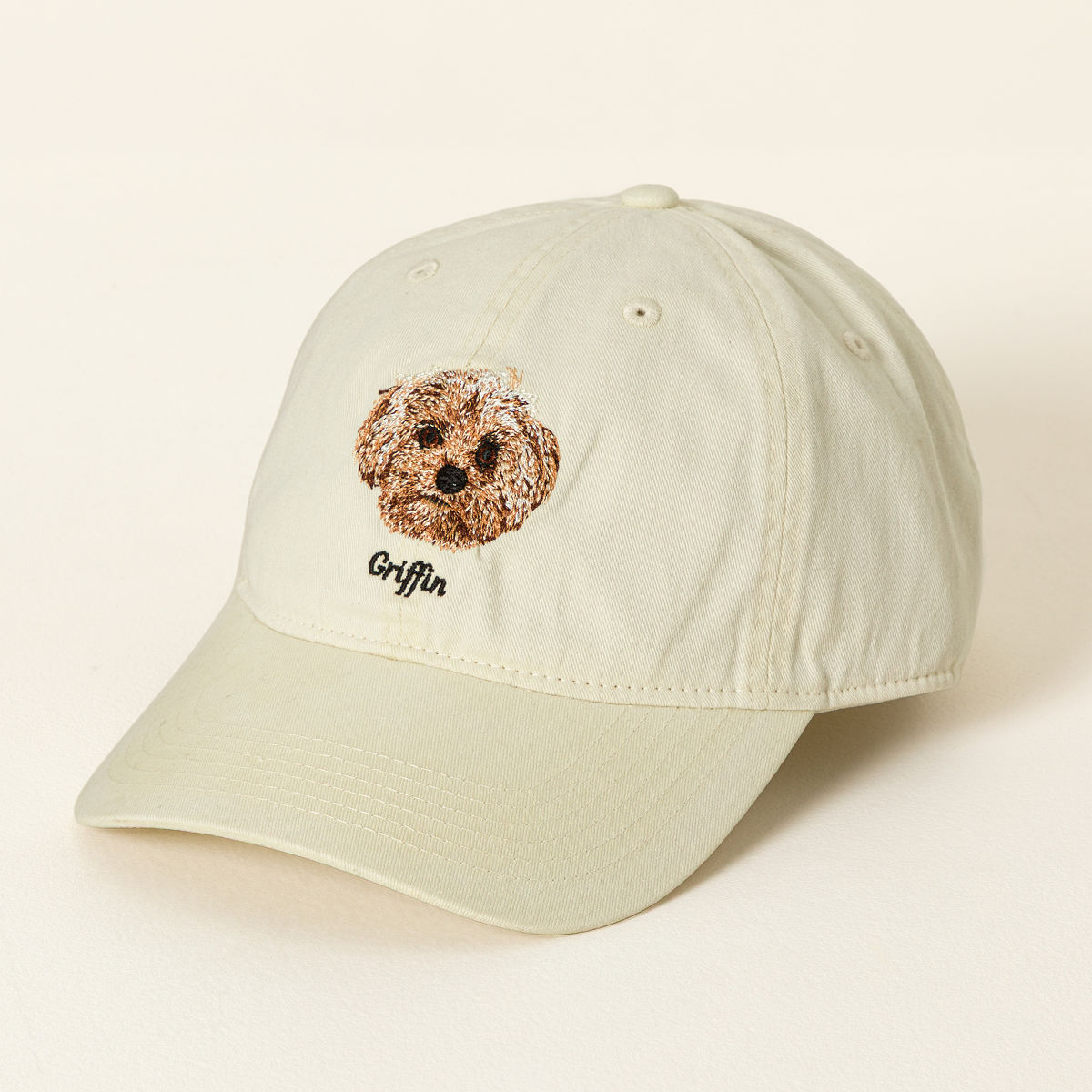Custom Pet Embroidered Hat - Ivory Hat with Name