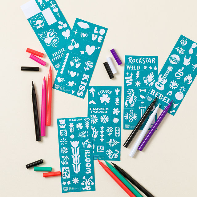 Washable Tattoo Pen & Stencil Kit