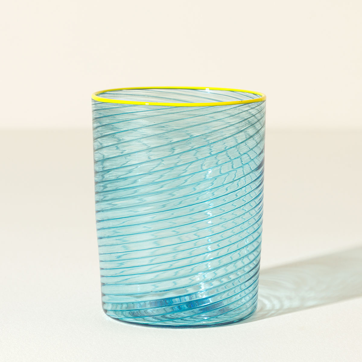 Handblown Glass Spiral Twist Cup - Aqua