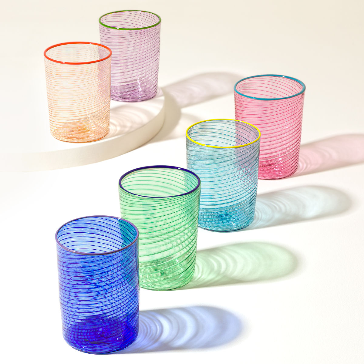Handblown Glass Spiral Twist Cup