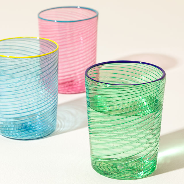 Handblown Glass Spiral Twist Cup