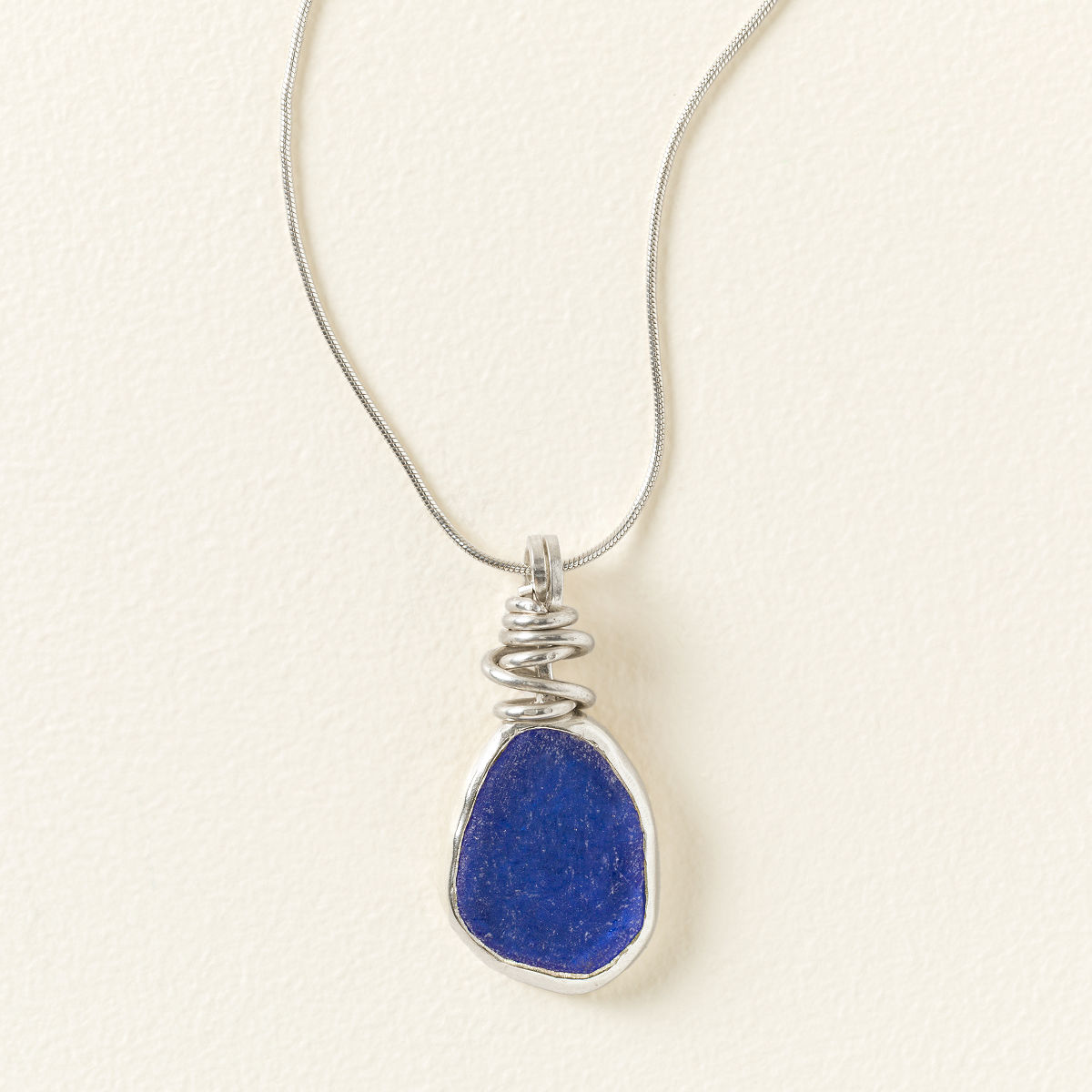 Sterling Silver Sea GlassSpiral Necklace