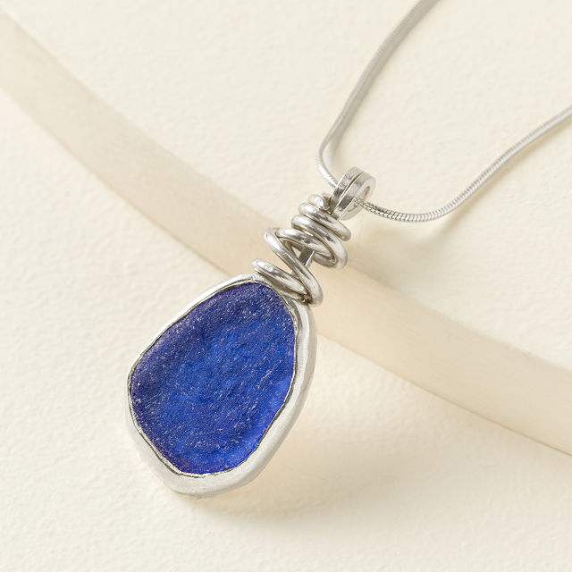 Sterling Silver Sea Glass Spiral Necklace