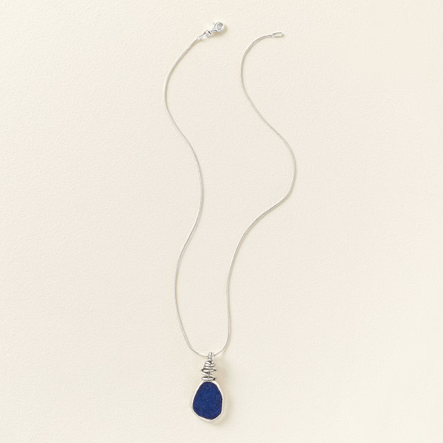 Sterling Silver Sea Glass Spiral Necklace