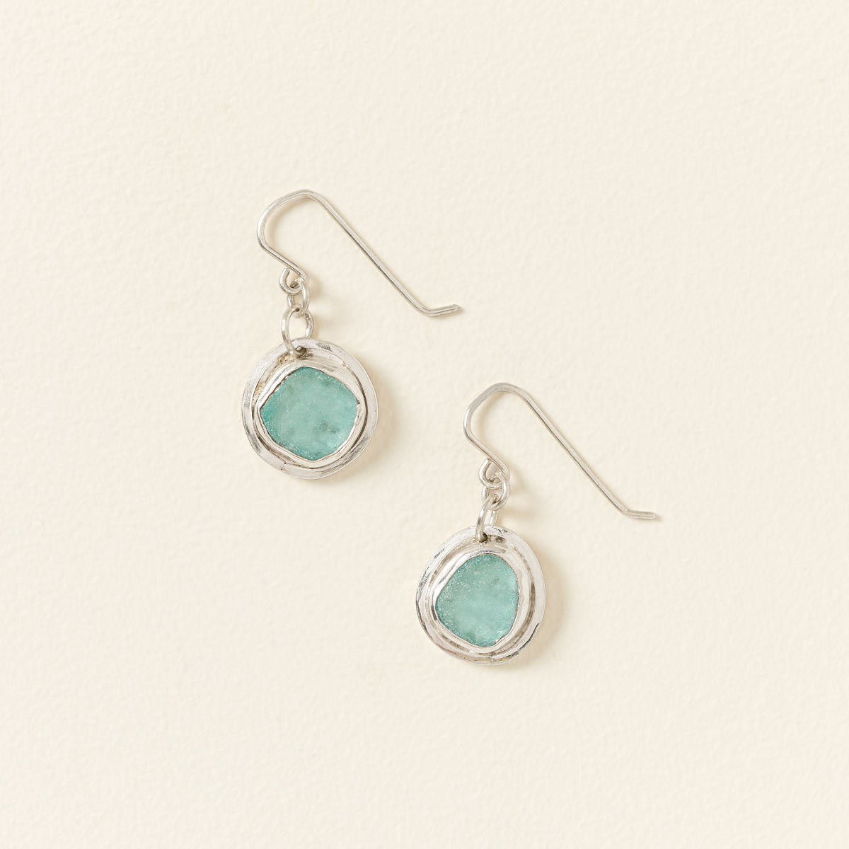 Sterling Silver Aqua Tides Sea Glass Jewelry - Earrings