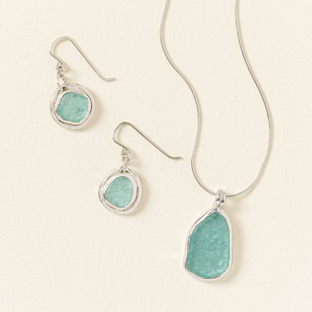 Sterling Silver Aqua Tides Sea Glass Jewelry