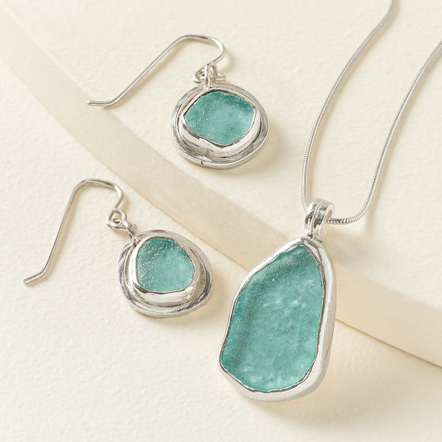 Sterling Silver Aqua Tides Sea Glass Jewelry