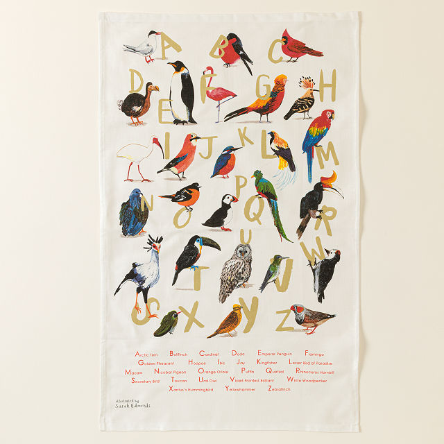 Alphabet in Birds Tea Towel