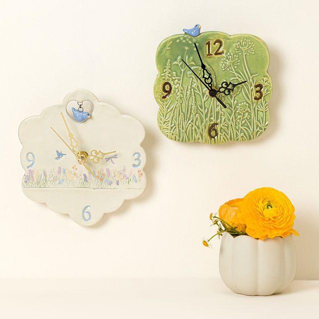 Ceramic Floral Wall Clock
