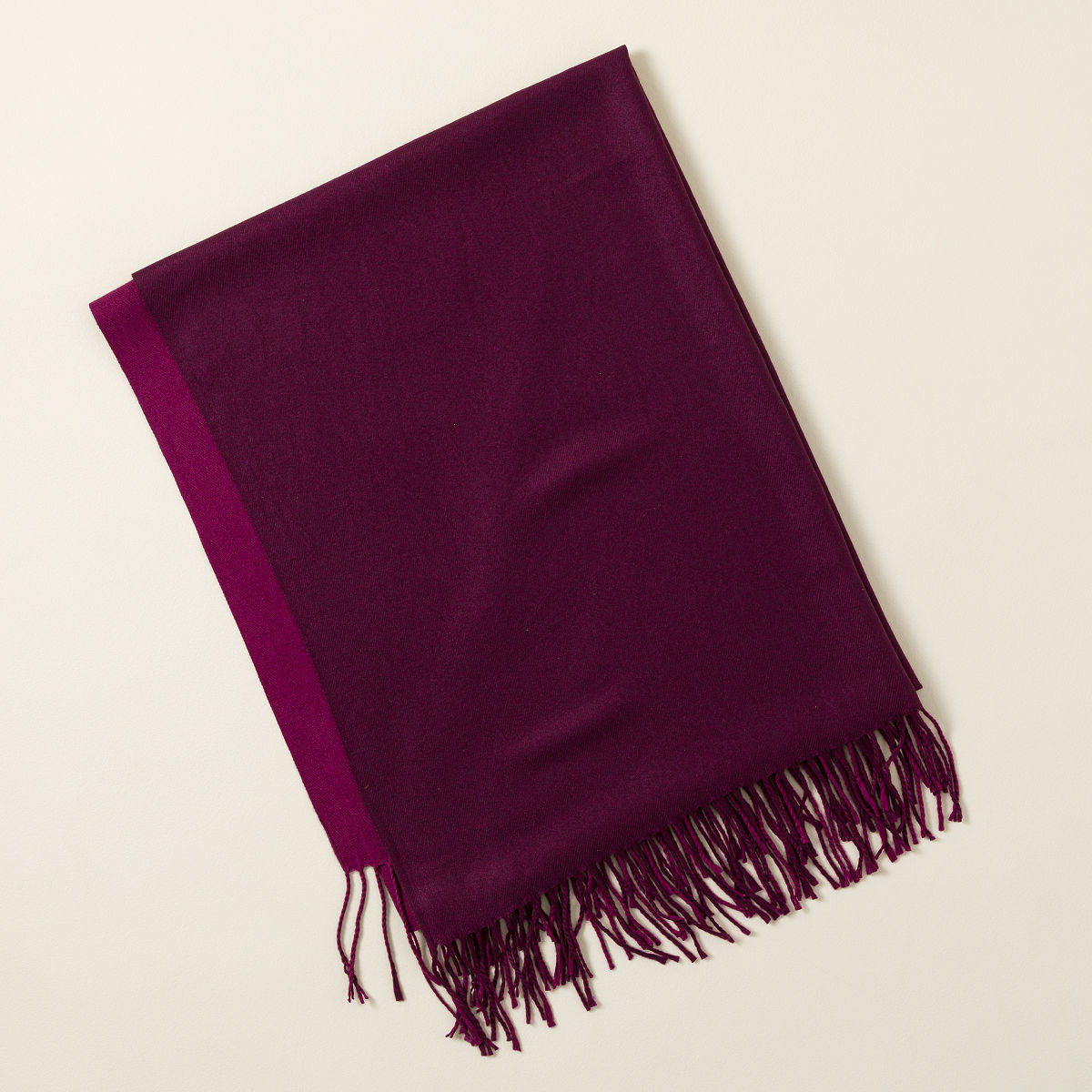 Duo-Tone Reversible Woven Cashmere Blend Shawl - Plum
