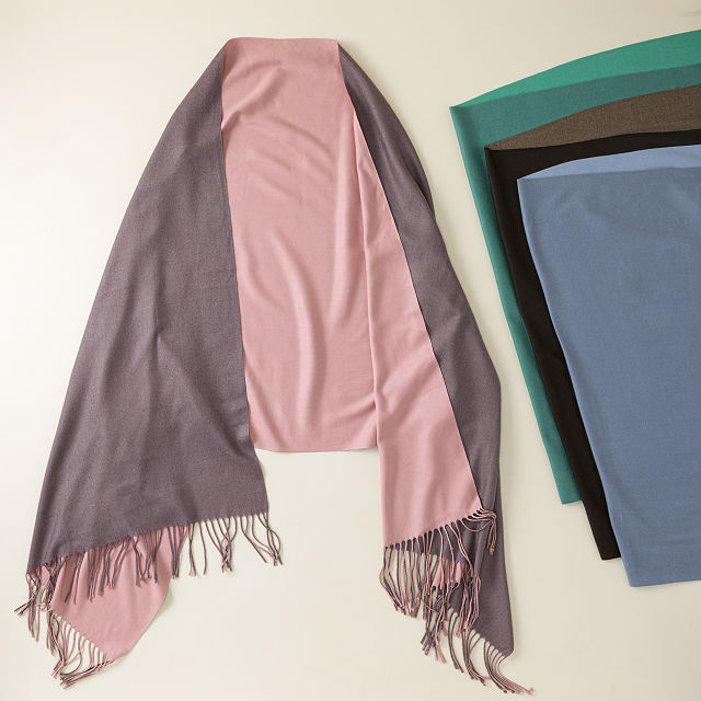 Duo-Tone Reversible Woven Cashmere Blend Shawl