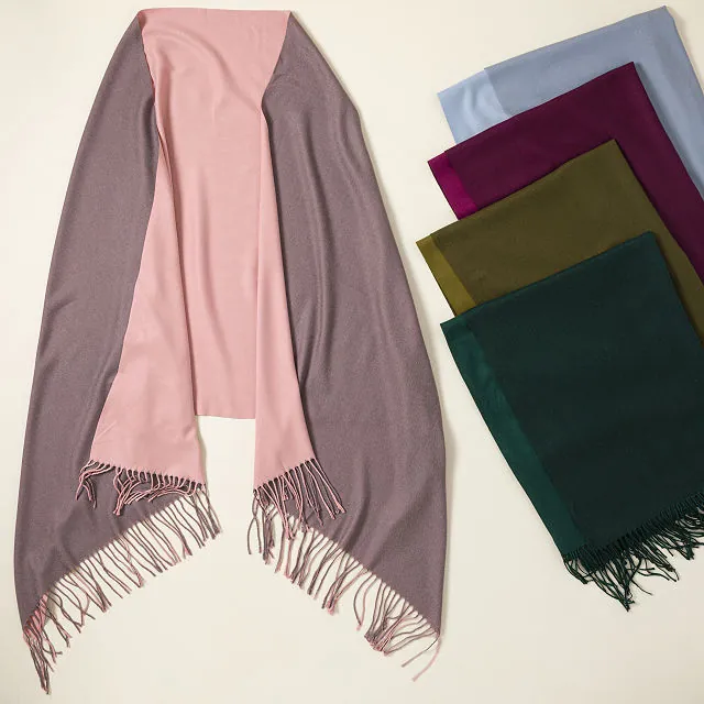 Uncommon Goods Duo-Tone Reversible Woven Cashmere Blend Shawl