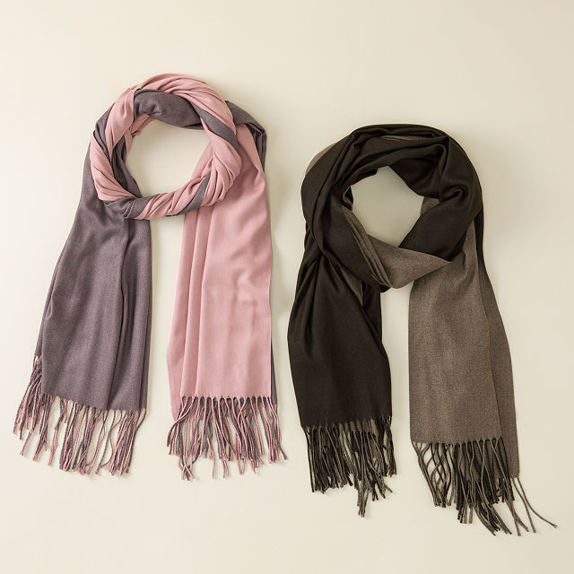 Duo-Tone Reversible Woven Cashmere Blend Shawl