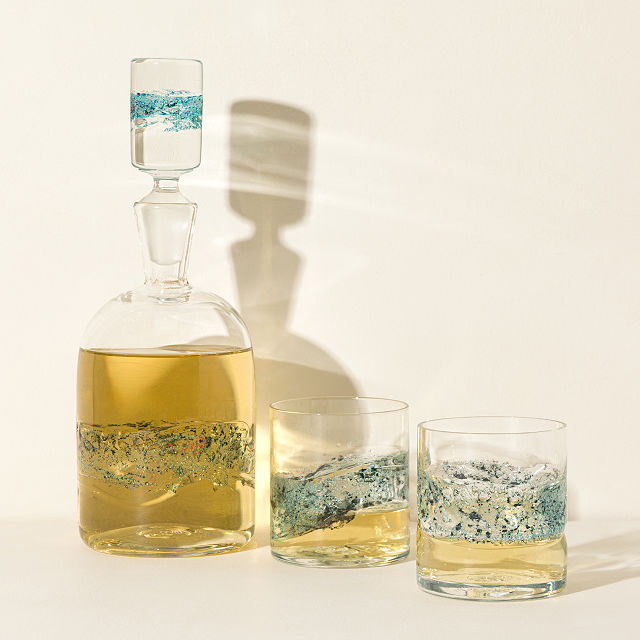 Blue Copper Ribbon Barware