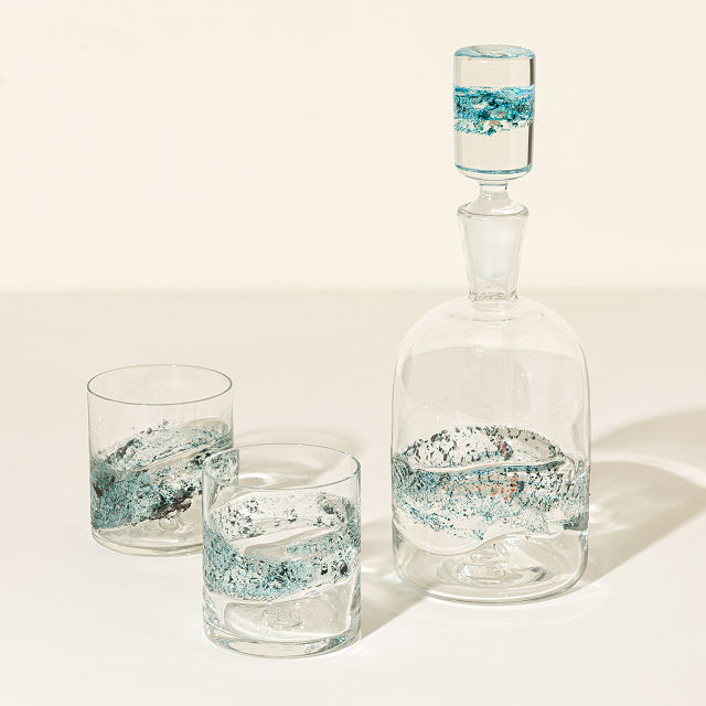 Blue Copper Ribbon Barware