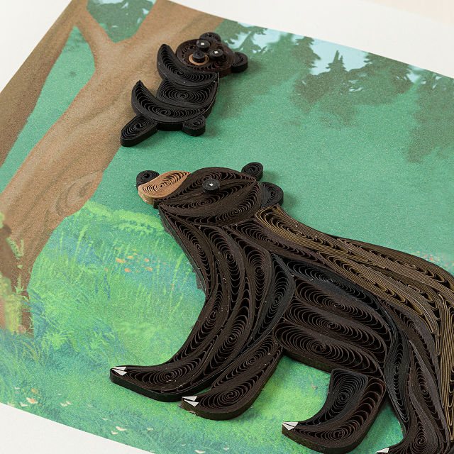 Mama or Papa Bear & Cub Quilled Greeting Card