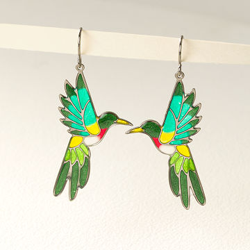 Stained Glass Hummingbird Earrings