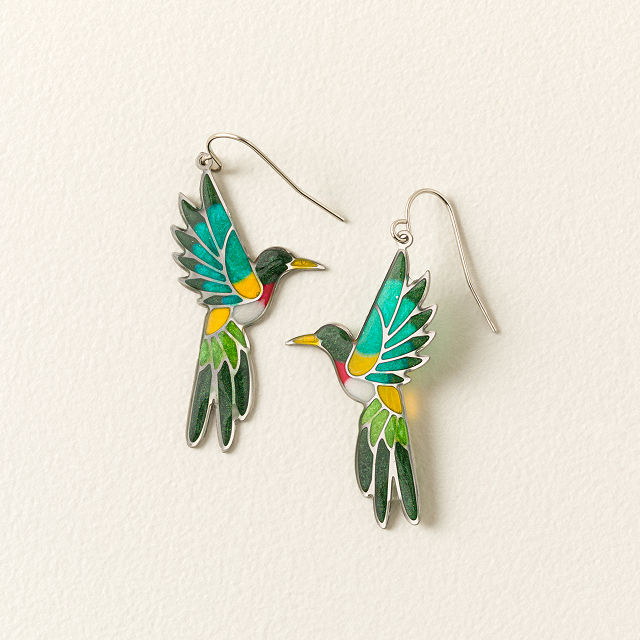 Stained Glass Hummingbird Earrings