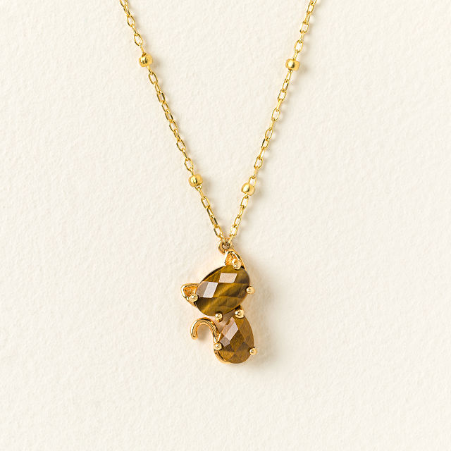 Faceted Feline Cat Necklace