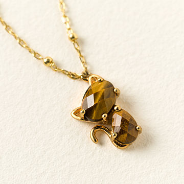 Faceted Feline Cat Necklace