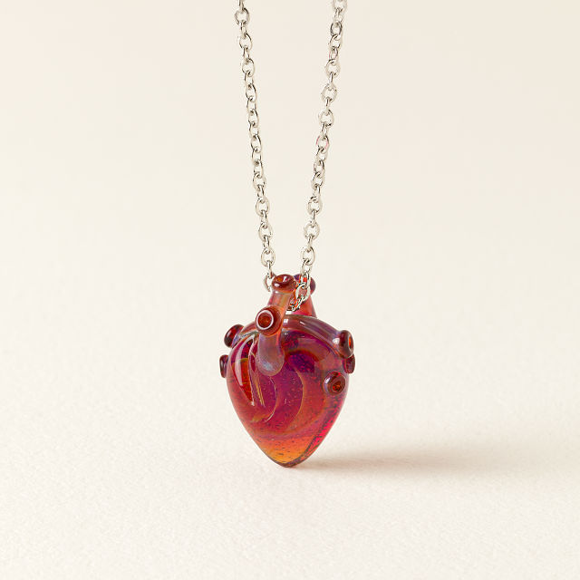 Anatomical Glass Heart Necklace