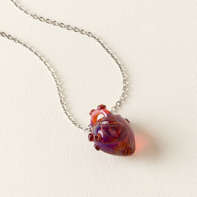 Anatomical Glass Heart Necklace