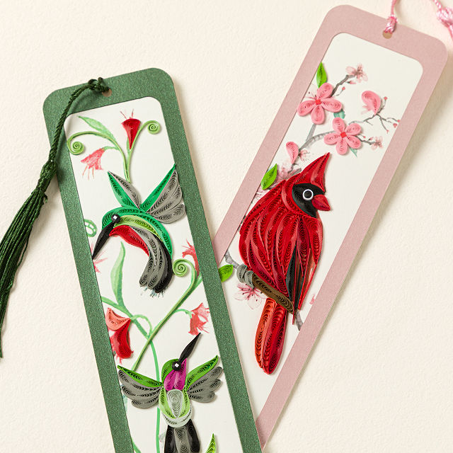 Blossoms & Birds Hand-Quilled Bookmark Set